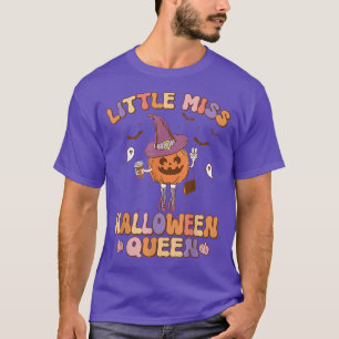 Little Miss Halloween Queen Pumpkin Retro Cute Spo T-Shirt