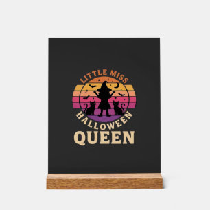 Little Miss Halloween Queen Witch Cat Design_1 Acrylic Sign