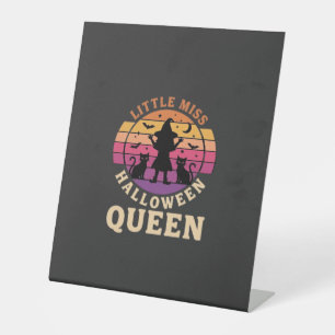 Little Miss Halloween Queen Witch Cat Design_1 Pedestal Sign