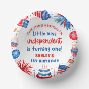Little Miss Independant 4th of July 1st Birthday Paper Plate