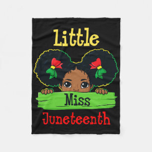 Little Miss Juneteenth Brown Skin Princess Cute Gi Fleece Blanket