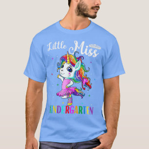 Little Miss Kindergarten Cute Unicorn Funny Back T T-Shirt