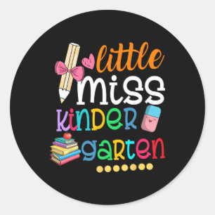 Little Miss Kindergarten For Kids Girls Ck To Scho Classic Round Sticker