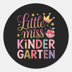 Little Miss Kindergarten Girls Kids Back To School Classic Round Sticker