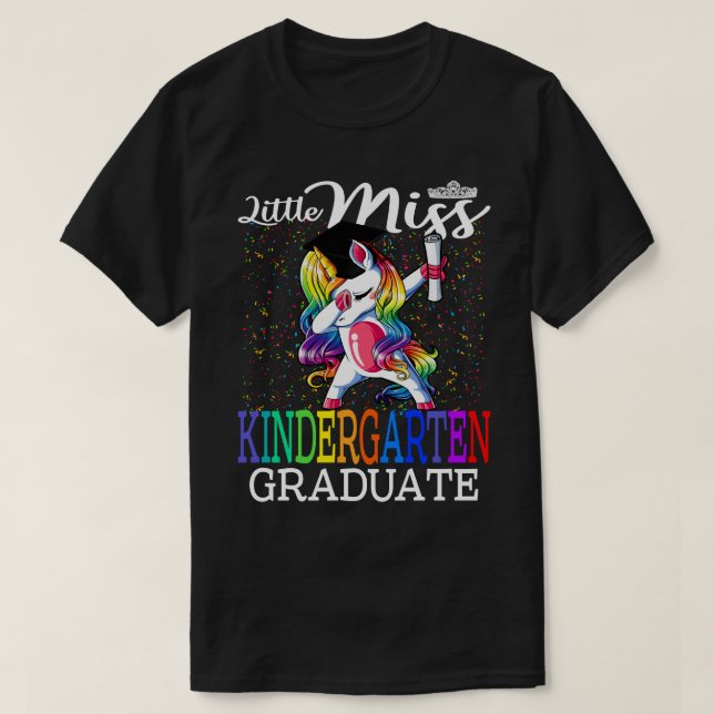 Little Miss Kindergarten Graduate Unicorn T-Shirt (Design Front)