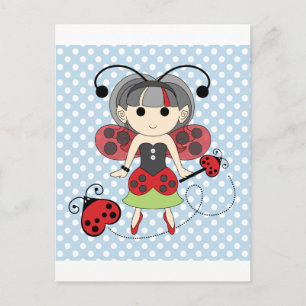 Little Miss Ladybug Fairy Princess and Bug Wand Postcard
