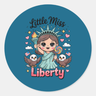 Little Miss Liberty Statue Girl Classic Round Sticker