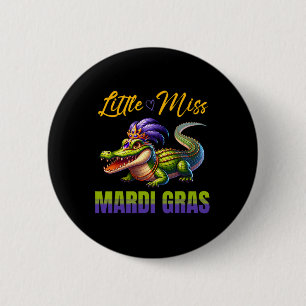 Little Miss Mardi Gras Alligator Mardigator Cute K 6 Cm Round Badge