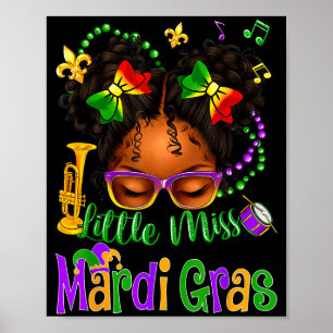 Little Miss Mardi Gras Bow Girls Kids New Orleans  Poster