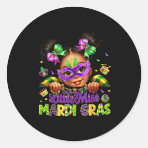 Little Miss Mardi Gras Carnival New Orleans Fleur  Classic Round Sticker