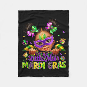 Little Miss Mardi Gras Carnival New Orleans Fleur  Fleece Blanket