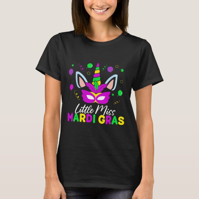 Little Miss Mardi Gras Cute Mardi Gras Kids Toddle T-Shirt (Front)
