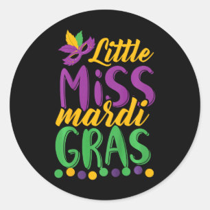 Little Miss Mardi Gras Funny Mardi Gras 2020 Classic Round Sticker