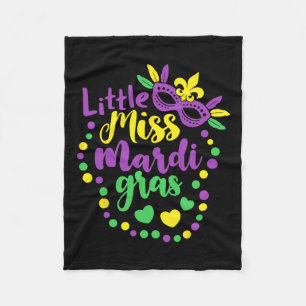 Little Miss Mardi Gras Funny Mardi Gras 2024 Kids Fleece Blanket