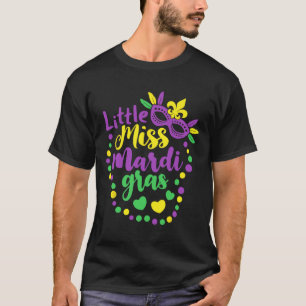 Little Miss Mardi Gras Funny Mardi Gras 2024 Kids T-Shirt