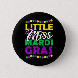 Little Miss Mardi Gras Kids Carnival Apparel 6 Cm Round Badge