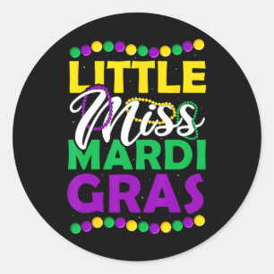 Little Miss Mardi Gras Kids Carnival Apparel Classic Round Sticker