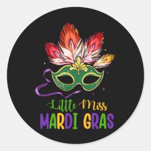 Little Miss Mardi Gras Mardi Gras Mask Kids Toddle Classic Round Sticker