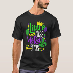 Little Miss Mardi Gras Mask Beads Mardi Gras Girl  T-Shirt