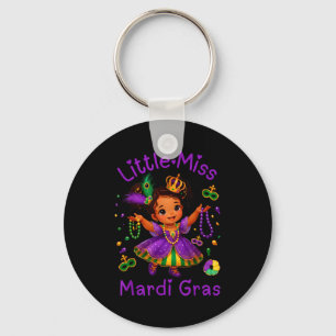 Little Miss Mardi Gras Messy Bun Girls Kids New Or Key Ring