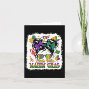 Little Miss Mardi Gras Messy Bun Kids Youth Girls Card