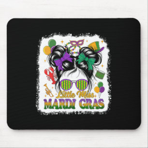 Little Miss Mardi Gras Messy Bun Kids Youth Girls Mouse Mat