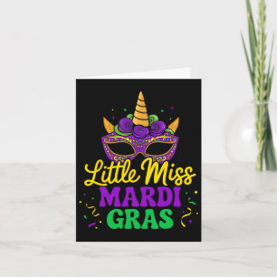 Little Miss Mardi Gras Unicorn Mask For Girls And Card