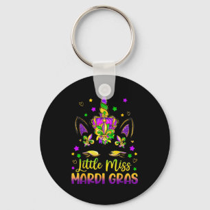 Little Miss Mardi Gras Unicorn Princess Cute Girls Key Ring