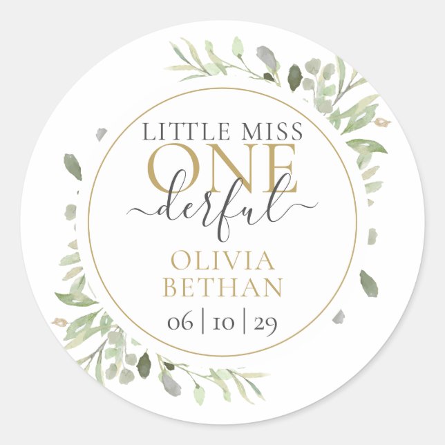 Little Miss Mr ONEderful Boy First Birthday Classic Round Sticker (Front)