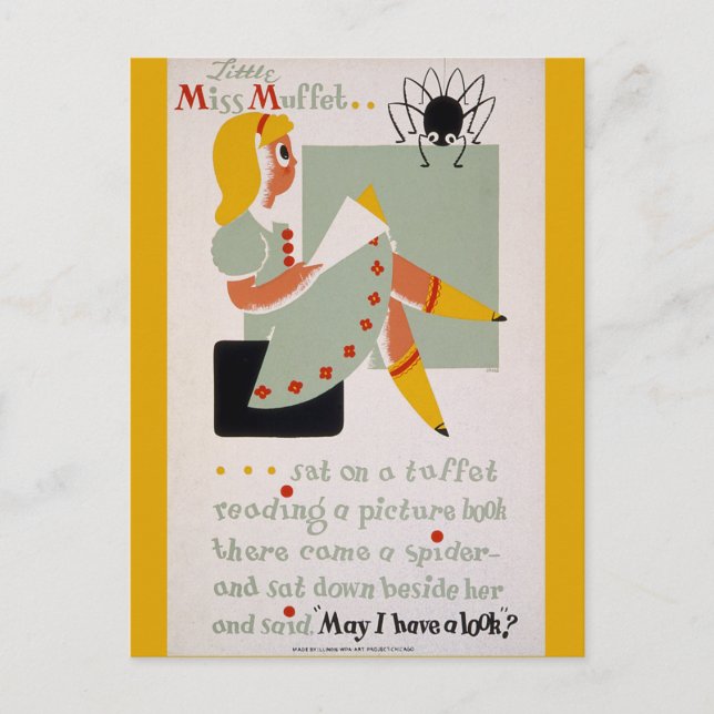 Little Miss Muffet Postcard (Front)