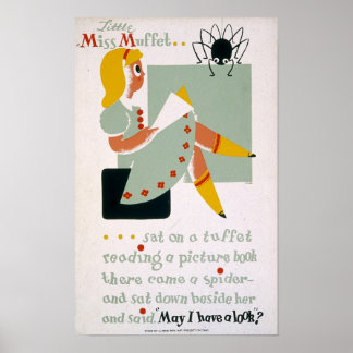 Little Miss Muffet Sat on a tuffet Poster