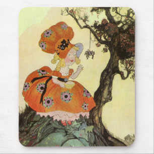 Little Miss Muffet & Spider, Vintage Mother Goose Mouse Mat