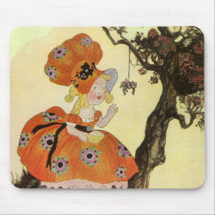 Little Miss Muffet & Spider, Vintage Mother Goose Mouse Mat