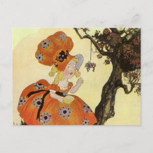 Little Miss Muffet & Spider, Vintage Mother Goose Postcard