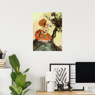 Little Miss Muffet & Spider, Vintage Mother Goose Poster