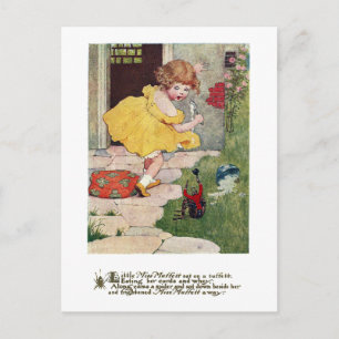 Little Miss Muffett & Spider Vintage Nursery Rhyme Postcard