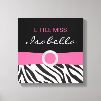 Little Miss Name Canvas on Zebra Pattern