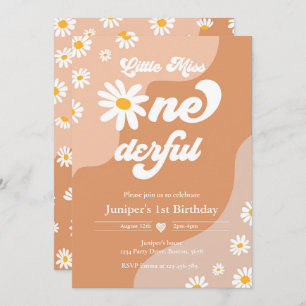 Little Miss ONEderful 1st Birthday Boho Daisy  Invitation