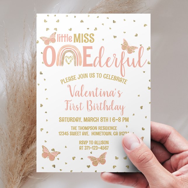 Little Miss ONEderful 1st Birthday Boho Rainbow Invitation (Creator Uploaded)