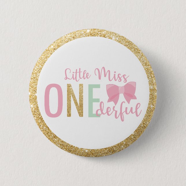Little Miss ONEderful 1st Birthday Guest of Honour 6 Cm Round Badge (Front)