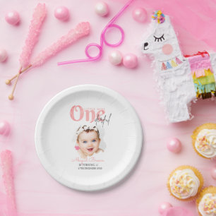 Little miss Onederful 1st birthday invitation Paper Plate