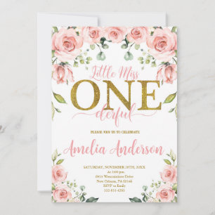 Little Miss Onederful Birthday, 1st Birthday Invitation