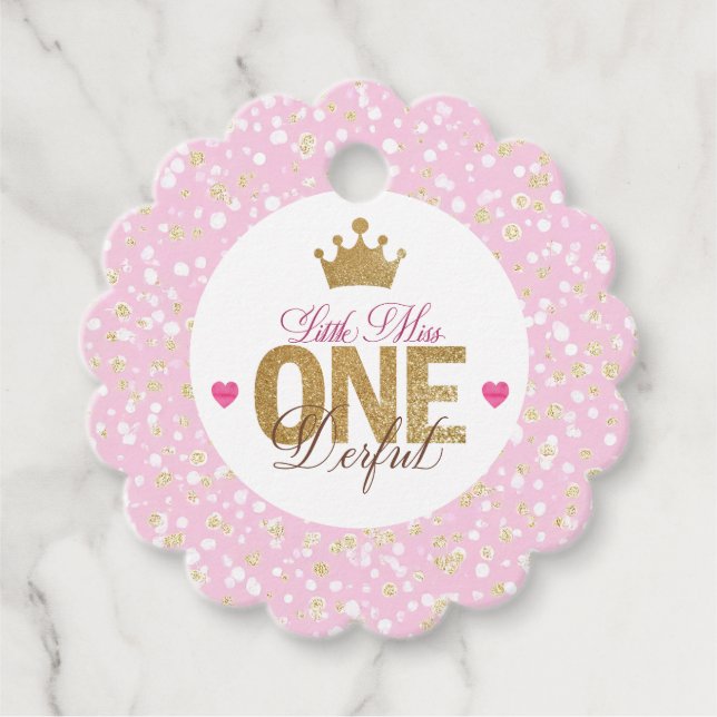 Little Miss onederful Birthday Favour Tags (Front)