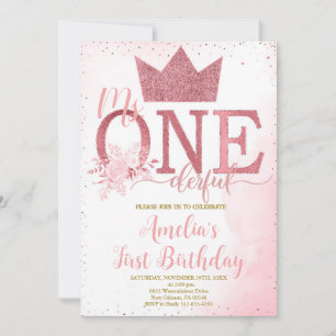 Little Miss Onederful Birthday, First Birthday Invitation