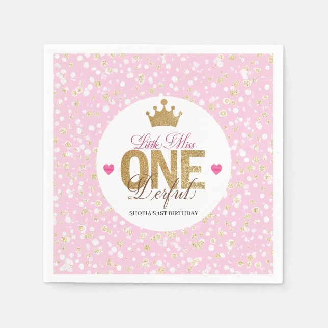 Little Miss onederful Birthday Napkin (Front)