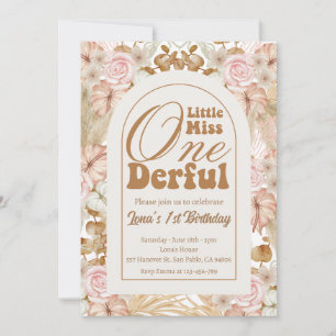 Little Miss Onederful Boho 1st Birthday  Invitation