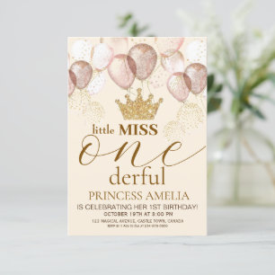 Little Miss Onederful Crown Princess 1st Birthday Invitation