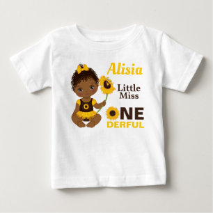 Little Miss Onederful Cute Black Baby Girl T-Shirt