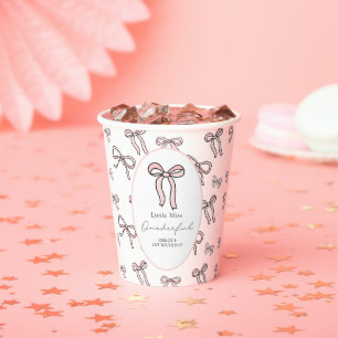 Little Miss Onederful Doodle Bow Paper Cups