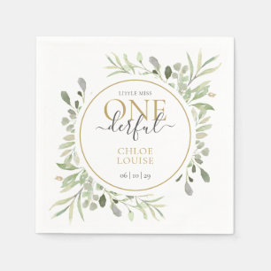 Little Miss ONEderful Elegant Girl First Birthday Napkin